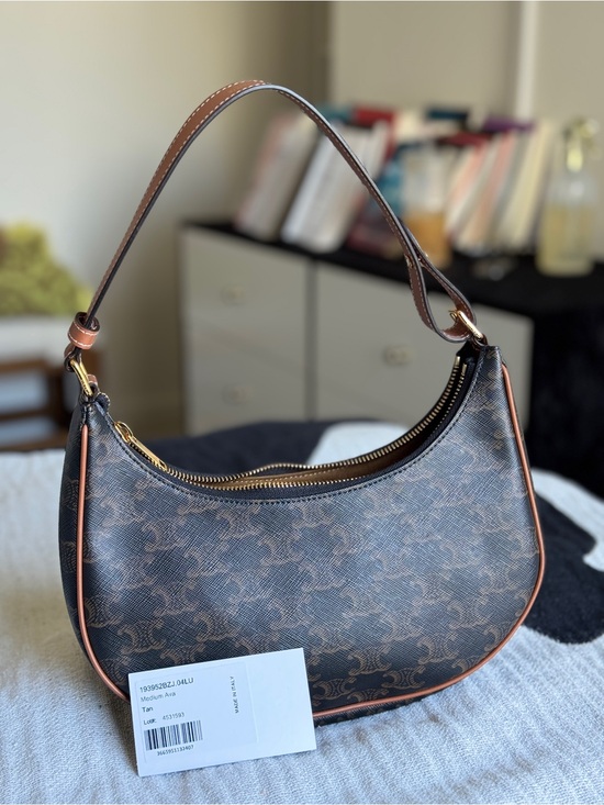 Celine Handbags - Celine Ava bag in Triomphe canvas and calfskin tan leather